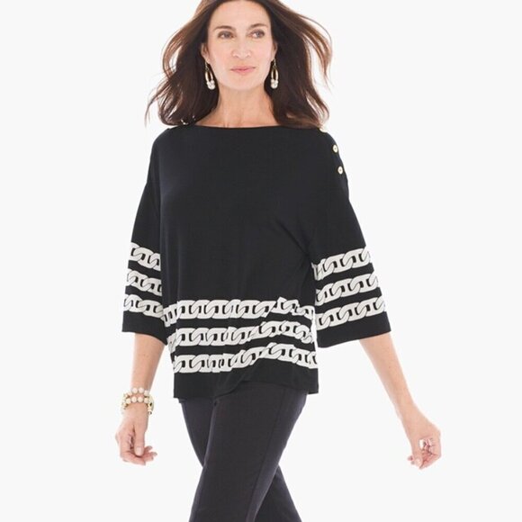 Chico's Knit Kit Majestic Button top size L with gold button details EUC - Picture 1 of 6